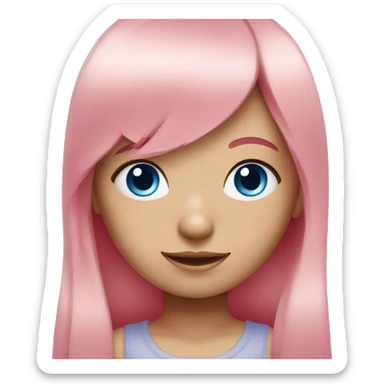 Girl with blue eyes and long pink hair with bangs  sticker