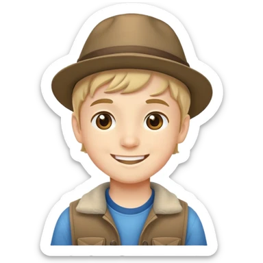 boy in hat smiling outdoors sticker