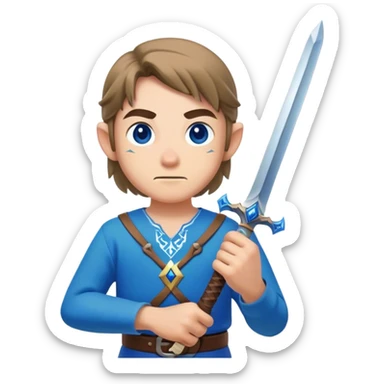 villager, blue theme, with zelda sword sticker