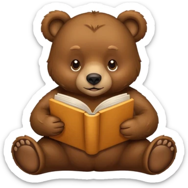 bear reading book sticker