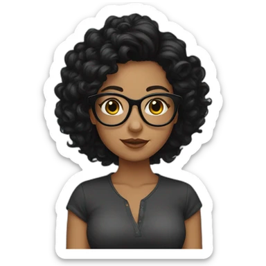 Girl-blackhair-rasé-glasses sticker