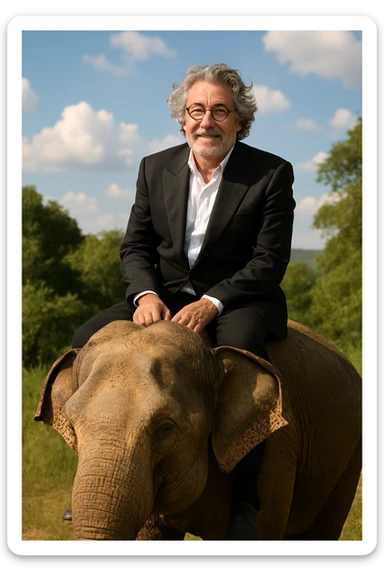 Alain chabat sur un éléphant  sticker