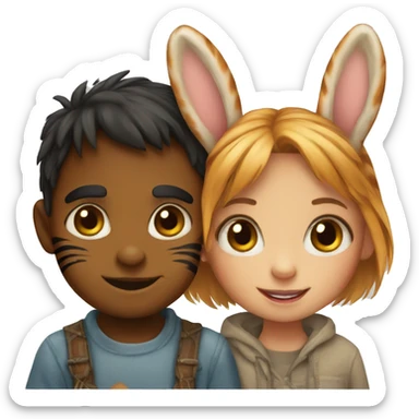 bunny girl and tiger boy sticker