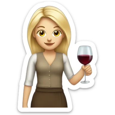 blonde girl with glass of wine in her hand sticker