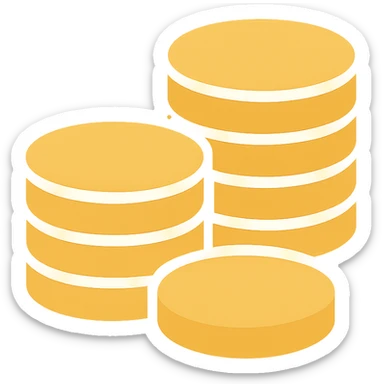 a stack of coins, flat color icon style sticker