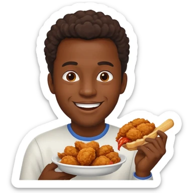 Black guy eating fried chicken sticker