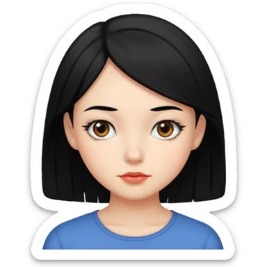 Side eye emoji girl with black hair sticker