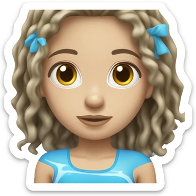 White beautiful Slavic girl with brunette hair swimming sticker