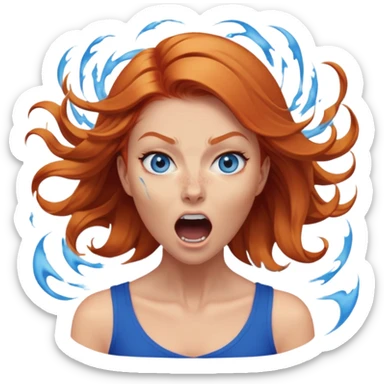 middle of face turning in to a black swirling vortex scream female ginger hair blue eyes sticker
