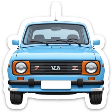 LADA car. Russian car. Model VAZ 2107. Realistic proportions. Front view. sticker
