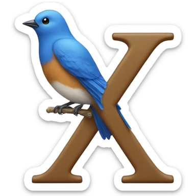 blue bird sitting on letter x (proportional)calm-(realistic) sticker