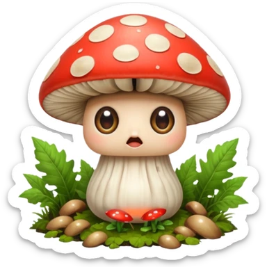 forest character shocked wide eyes mushroom dropped from hands sticker