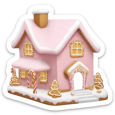 light pink and gold and white gingerbread house sticker
