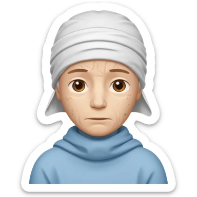 A person with headaches and a cold pack on the head sticker