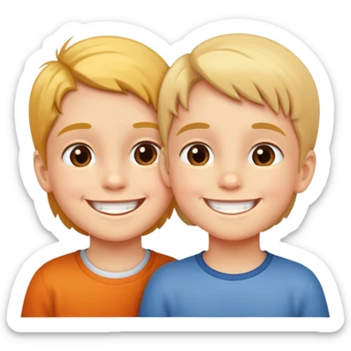 two children smiling at each other, happy and kind sticker