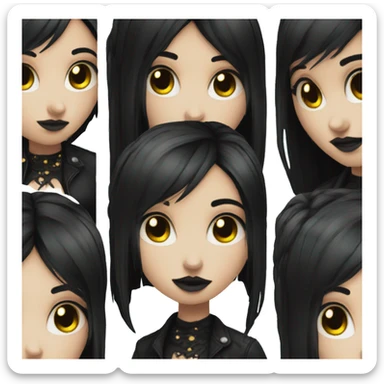 goth girl black hair with color streaks  sticker