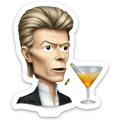 David Bowie drinking a martini  sticker