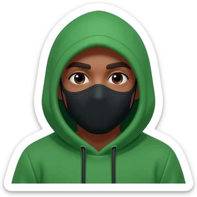 I need emoji for my new discord server, the name of the server is Zer0s and 0nes, I love the binary system and "hacker" look, like a guy with a hoodie, make sure the face is present and looks like a human being and the hoodie is natural, my favorite colors and green and black. sticker