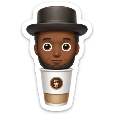 Abe Lincoln with his hat, as a logo on a to-go coffee cup.  sticker