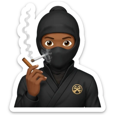 Black man wearing a ninja suit smoking a blunt  sticker