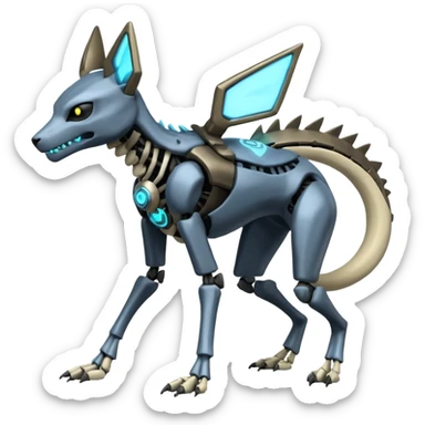 futuristic Skeletal Cyborg-Manectric-Electrike-Lucio-Cubone-Umbreon-Marowak-Draco-Fakémon-hybrid-creature (full body), 4 legs sticker