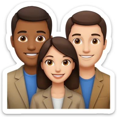 Un trouple deux hommes une femme brune qui sont tous ensemble  sticker