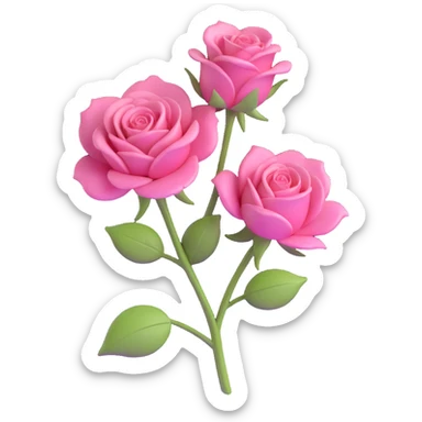 minimal 3D gothic rose with pink petal, simple and elegant sticker
