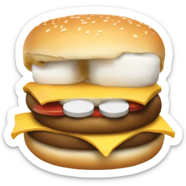 a marshmellow eating a cheeseburger sticker
