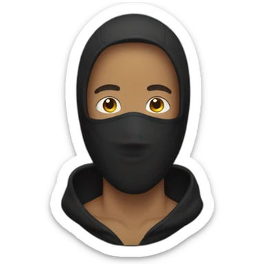 man in black hoodie with covered face sticker