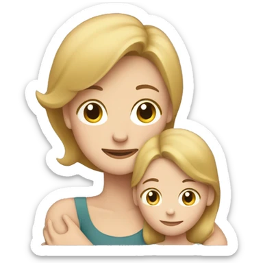 White mom hugging daughter sticker
