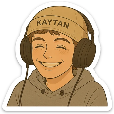 Transform this character into Ghibli style, streamer wearing a Kaytan beanie, joyful expression, transparent background, keep the facial resemblance from the photo. sticker