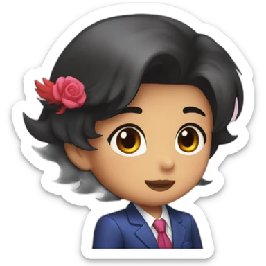 Phoenix Wright kissing short black haired Nepali girl sticker