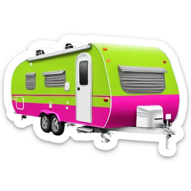 Realistic lime green and hot pink camping travel trailer isolated.  sticker