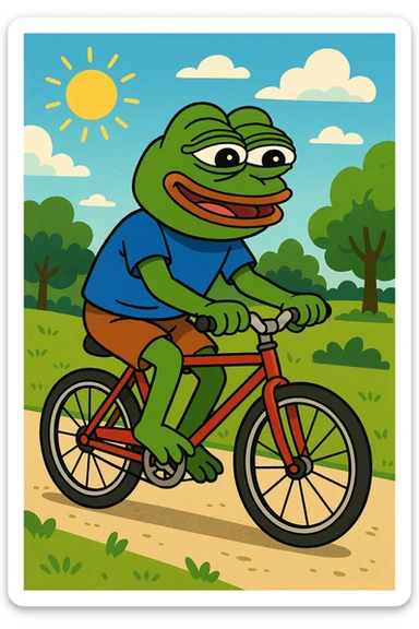 create a pepe riding bike sticker