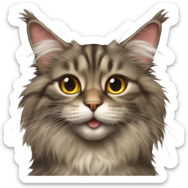 Maine Coon with a stupid face and butterfly on his mouth  sticker