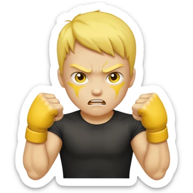 fight, yellow skin sticker