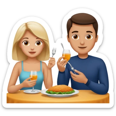 A woman and a man are eating in a restaurant. sticker