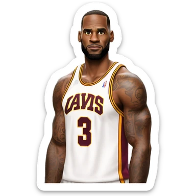 serious Le Bron James in tanktop sticker