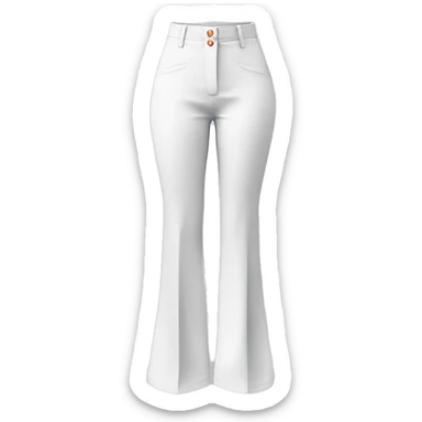 Realistic isolated white high waist button up flare leg dressy casual trouser pants. sticker