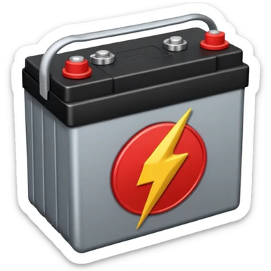 car battery with lightning emoji on top sticker