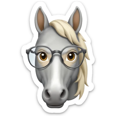 grey horse head with glasses sticker