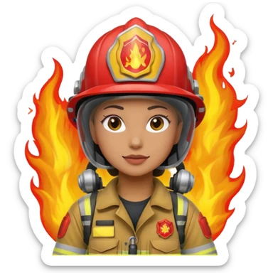 female firefighter on fire sticker