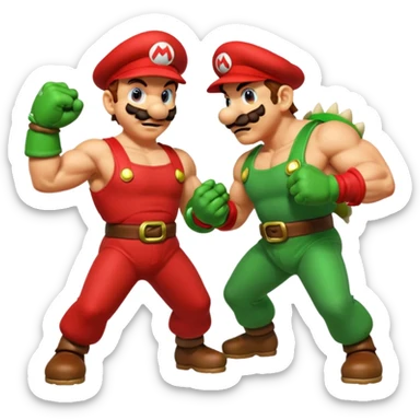 Mario and Luigi fitting bowser sticker