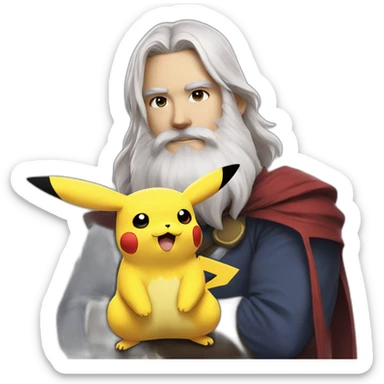 pikachu cosplay with bearded man white skin sticker