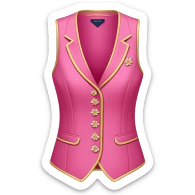 a stylish women’s vest, sleeveless, elegant and decorative design, in a bright pink color with small cute details, feminine and fancy look, no background, ONLY VEST sticker