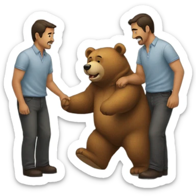 Dos hombres abrazando a un oso sticker