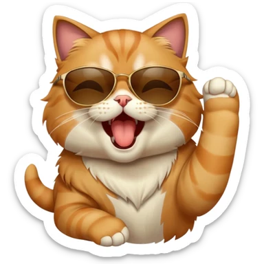 Cat yawning with sunglasses  sticker