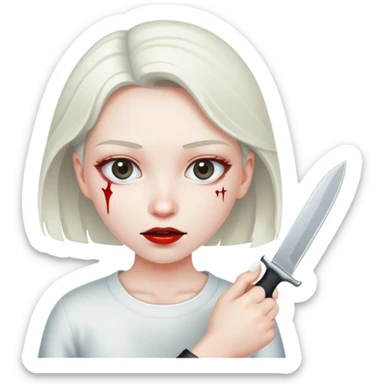 A girl stabbing another girl with knife sticker