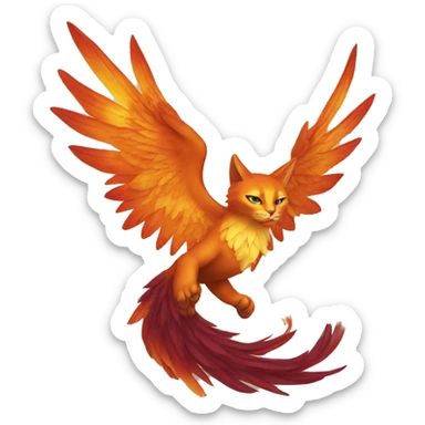 cat phoenix rising sticker