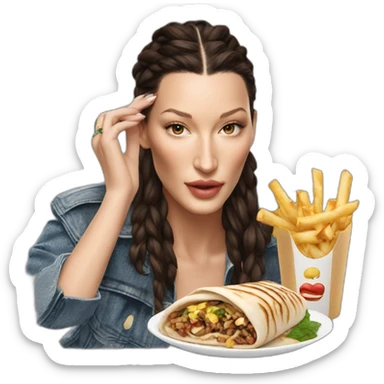 Bella Hadid eating shawarma sticker